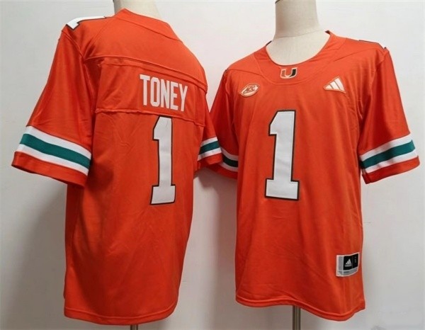 Miami Hurricanes 1 Toney Orange Vapor Limited Men Jersey