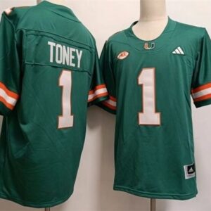 Miami Hurricanes 1 Malachi Toney Green Vapor Limited Men Jersey