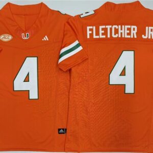 Miami Hurricanes 4 Mark Fletcher Jr. Orange F.U.S.E. Vapor Limited Men Jersey
