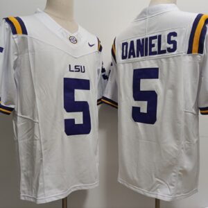 NCAA LSU 5 Jayden Daniels White  2023 F.U.S.E Vapor Limited Men Jersey