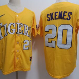 NCAA LSU Tigers 20 Paul Skenes Yellow Nike Men Jersey