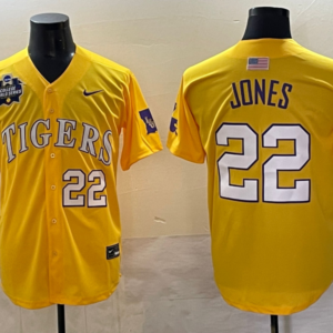 NCAA LSU Tigers 22 Jones Yellow Vapor Limited Men Jersey
