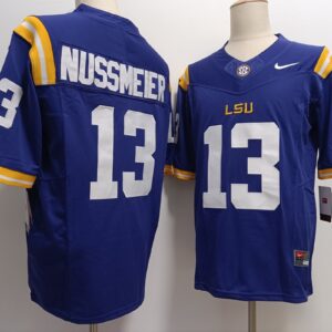 NCAA LSU Tigers 13 Garrett Nussmeier Purple F.U.S.E. Vapor Limited Men Jersey