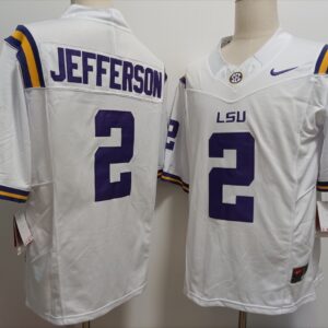 NCAA LSU Tigers 2 Justin Jefferson White  F.U.S.E. Vapor Limited Men Jersey