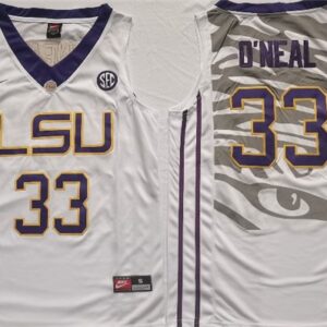 NCAA LSU Tigers 33 Shaquille O'Neal White Men Jersey