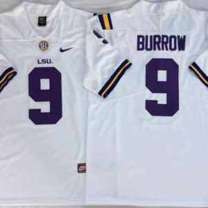 NCAA LSU Tigers 9 Joe Burrow White Nike College Football Men Jersey