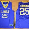 NCAA LSU Tigers 25 Ben Simmons Purple Basketball Men Jersey