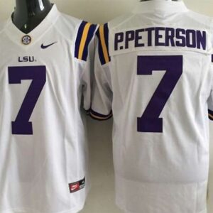 NCAA LSU Tigers 7 Patrick Peterson White Men Jersey With SEC Patch