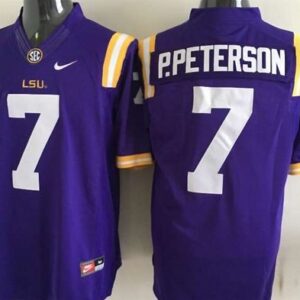 NCAA LSU Tigers 7 P.Peterson Purple Men Jersey With SEC Patch