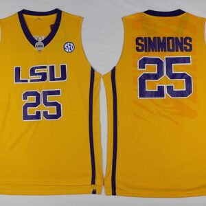 NCAA LSU Tigers 25 Ben Simmons Yellow Basketball Men Jersey