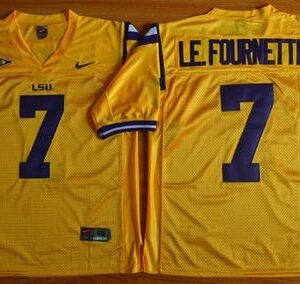 NCAA LSU Tigers 7 Leonard Fournette Gold Men Jersey With SEC Patch