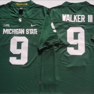 NCAA Michigan State Spartans Green 9 WALKER III Green Men Jersey