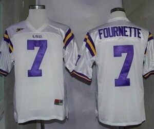 NCAA LSU Tigers 7 Leonard Fournette White Men Football Jersey