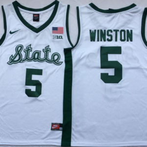NCAA Michigan State Spartans 5 Jameis Winston College White Basketball Men Jersey