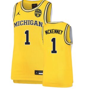 Michigan Wolverines 1 Trey McKenney Yellow 2026 Champion Men Jersey