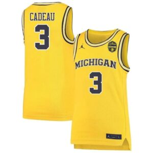 Michigan Wolverines 3 Elliot Cadeau Yellow 2026 Champion Men Jersey