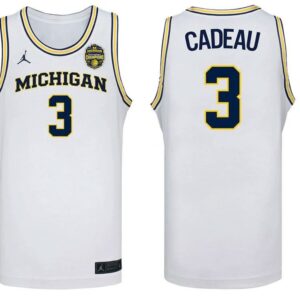 Michigan Wolverines 3 Elliot Cadeau White 2026 Champion Men Jersey