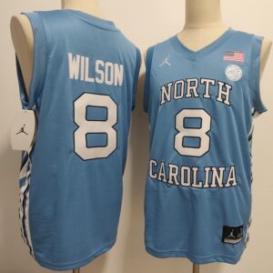 North Carolina Tar Heels 8 Caleb Wilson Blue Vapor Limited Men Jersey