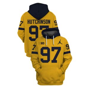 NCAA Wolverines 97 HUTCHINSON Yellow Hoodie
