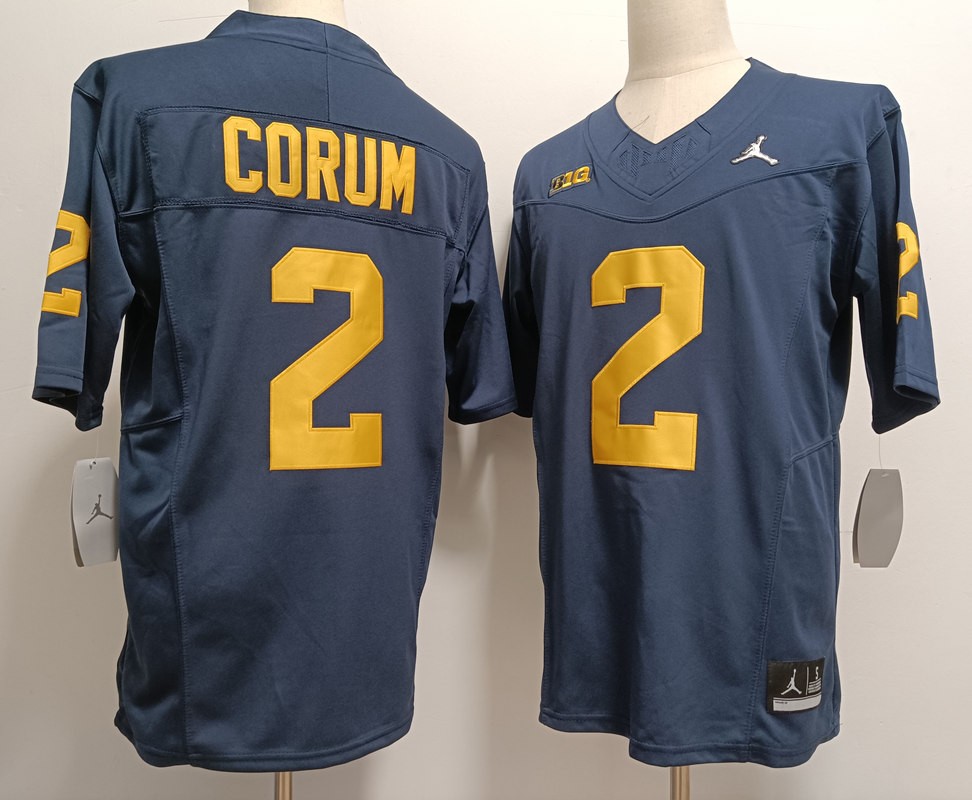 NCAA Wolverines 2 Blake Corum Navy Silver Jordan 2023 F.U.S.E Vapor Limited Men Jersey
