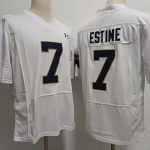 NCAA Notre Dame 7 Audric Estime White Vapor Limited Men Jersey