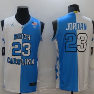 NCAA North Carolina Tar Heels 23 Michael Jordan Blue White Split Men Jersey