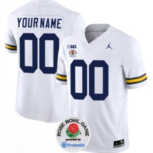 NCAA Wolverines Customized 2023 F.U.S.E. White Rose Bowl Patch Vapor Limited Men Jersey