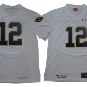 NCAA Notre Dame Fighting Irish 12 White Under Armour College Football Men Jersey
