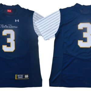 NCAA Notre Dame Fighting Irish 3 Blue Under Armour College Throwback Football Men Jersey