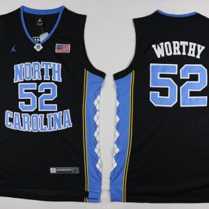 NCAA North Carolina Tar Heels 52 James Worthy Black Basketball Swingman Men Jersey