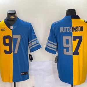 & NCAA Wolverines & Lions Aidan Hutchinson Yellow Blue Split Vapor Limited Men Jersey