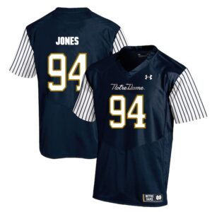 NCAA Notre Dame Fighting Irish 94 Jarron Jones Navy College Football Men Jersey