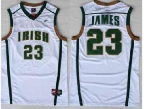 NCAA Notre Dame Fighting Irish 23 Lebron James White Basketball Men Jersey