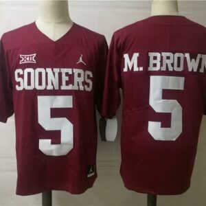 NCAA Oklahoma Sooners 5 M.BROWN Red Men Jersey
