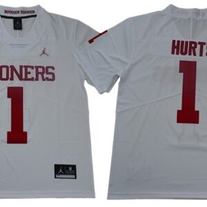 NCAA Oklahoma Sooners Jordan 1 Jalen Hurts College Football White Limited Men Jersey