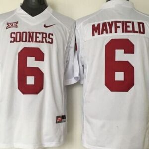 NCAA Oklahoma Sooners 6 Baker Mayfield White XII Men Jersey