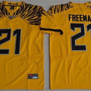 NCAA Oregon Ducks 21 Royce Freeman Yellow Limited Men Jersey With PAC-12 Patch