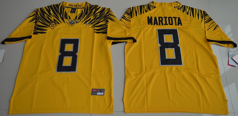 NCAA Oregon Ducks 8 Marcus Mariota Gold Men Jersey
