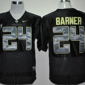 NCAA Oregon Ducks 24 Kenjon Barner Black With PAC-12 Patch Men Jersey
