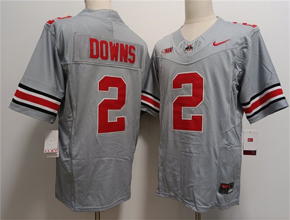 NCAA Buckeyes 2 Caleb Downs Gray F.U.S.E. Vapor Limited Men Jersey
