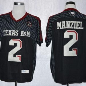 NCAA Texas A&M Aggies 2 Johnny Manziel Black New SEC Patch Men Jersey