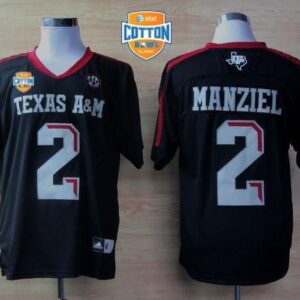 NCAA Texas A&M Aggies 2 Johnny Manziel Black Techfit SEC Patch ATandT Cotton Bowl Men Jersey