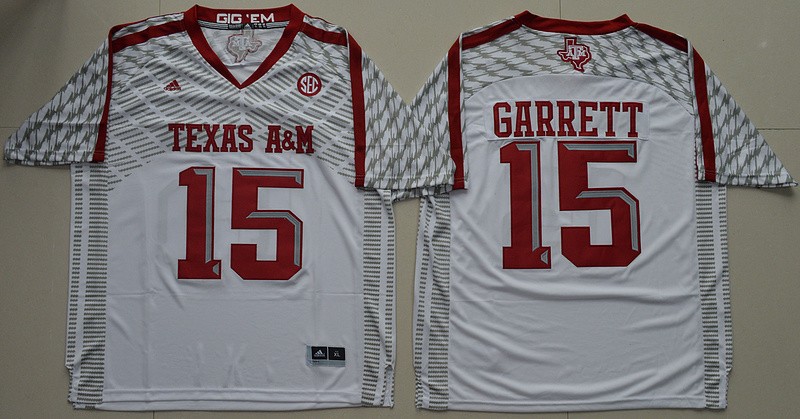 NCAA Texas A&M Aggies 15 Myles Garrett White College Football Adidas Men Jersey
