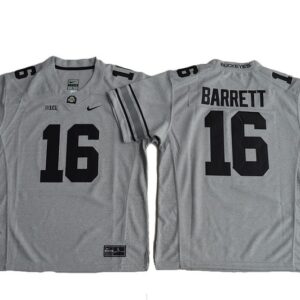 NCAA Ohio State Buckeyes 16 J.T. Barrett Gray Gridiron II Men Jersey