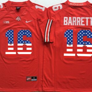 NCAA Ohio State Buckeyes 16 J.T. Barrett Red USA Flag Football Men Jersey