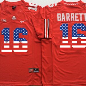 NCAA Ohio State Buckeyes 16 J.T. Barrett Red USA Flag Football Men Jersey