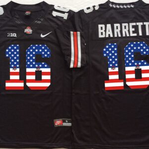 NCAA Ohio State Buckeyes 16 J.T. Barrett Black USA Flag Men Jersey