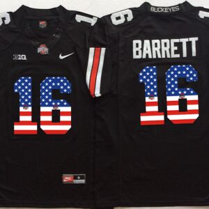 NCAA Ohio State Buckeyes 16 J.T. Barrett Black USA Flag Football Men Jersey