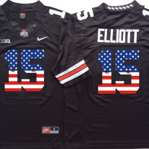 NCAA Ohio State Buckeyes 15 Ezekiel Elliott Black USA Flag Men Jersey