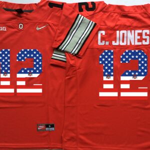 NCAA Ohio State Buckeyes 12 C.Jones Red USA Flag Men Jersey